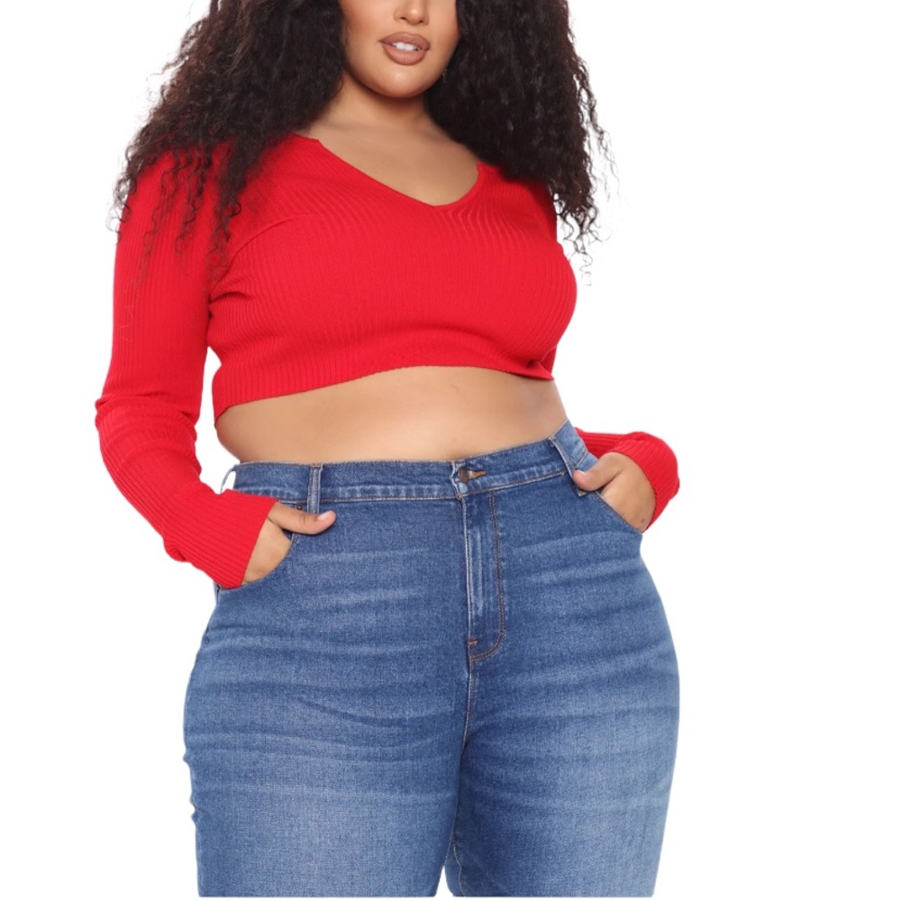 Knit Callin Me Cropped Sweater- Red